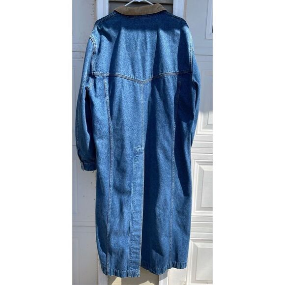 Vtg Levi’s Mens Levis XL Blue Denim Jean Long Duster Horseman Chore Coat Corduro - Picture 6 of 16